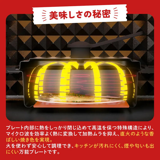 【電子レンジ専用】きまぐれ直火風レンジグリル（シリコンミトン付）